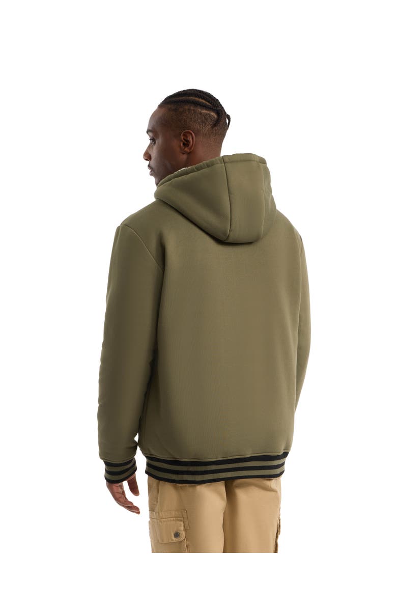 Ecko Unltd. Men's Reknown faux shearling Varsity Jacket, Alternate, color, Olive