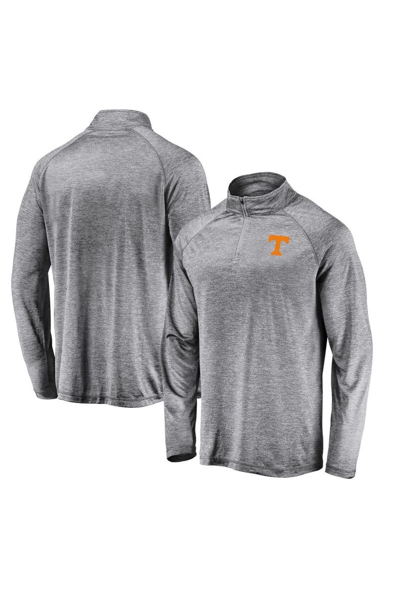 Men's Fanatics Gray Tennessee Volunteers Striated Raglan Lightweight Quarter-Zip Top, Main, color, Gray