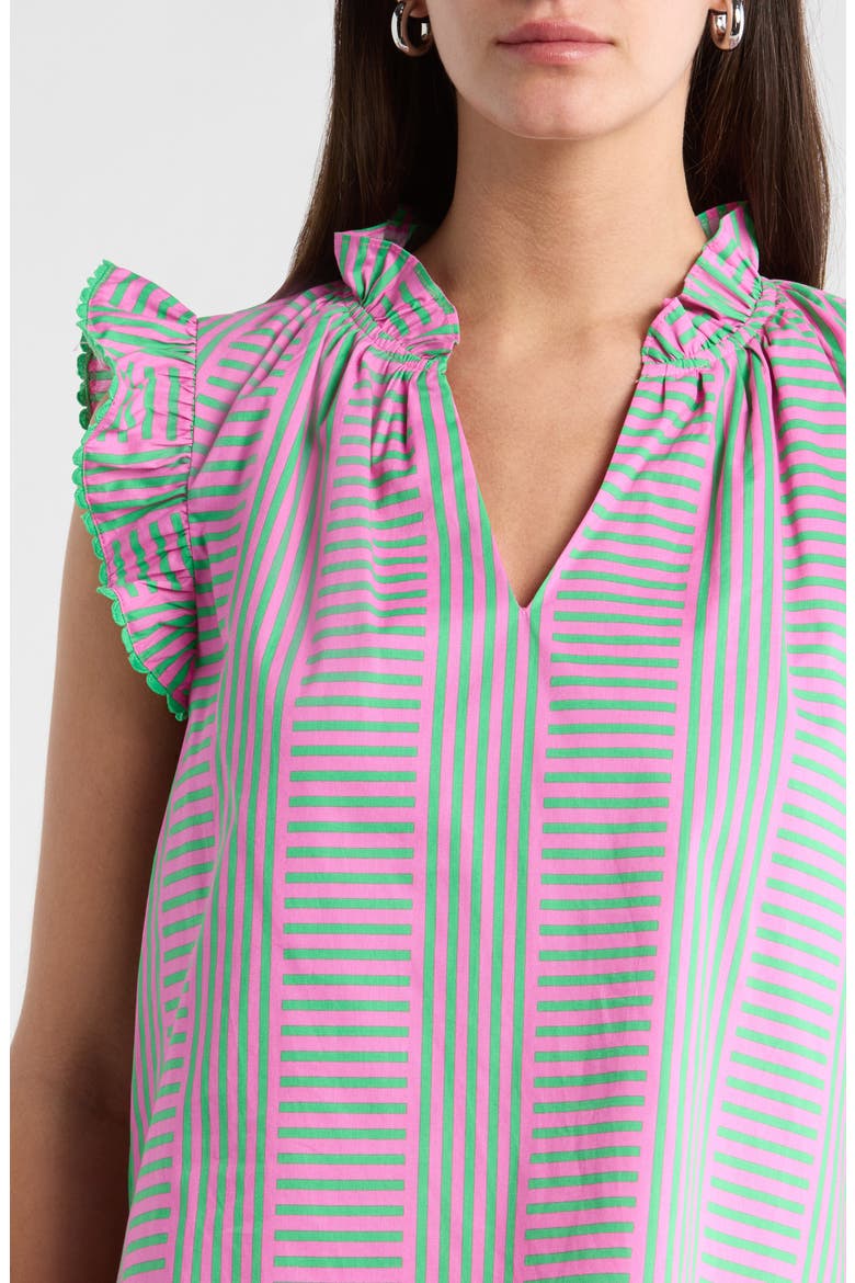 Valda Stripe Jazzy Flutter Sleeve Top, Alternate, color, PINK-GREEN-MULTI