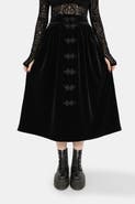 Disturbia Nova Velour Frog Closure Midi Skirt