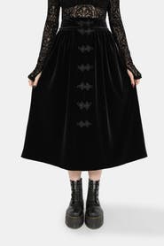 Disturbia Nova Velour Frog Closure Midi Skirt