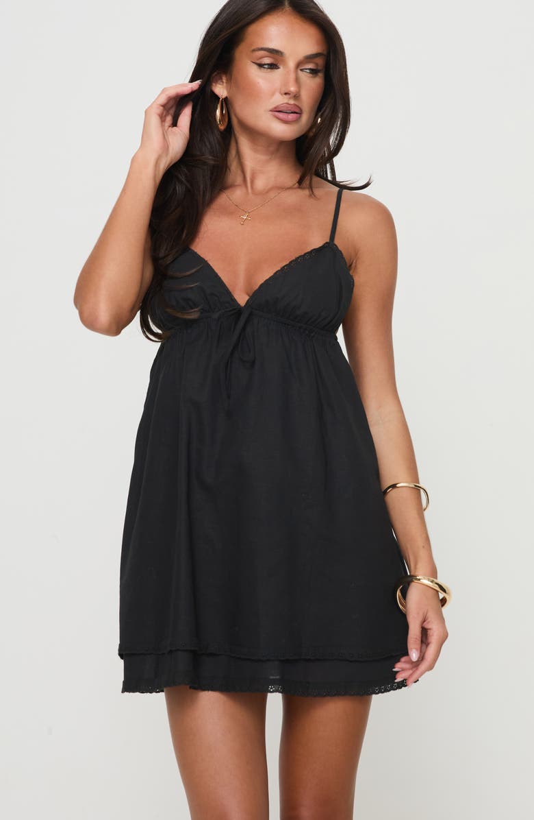 Princess Polly Svensson Babydoll Minidress, Alternate, color, Black