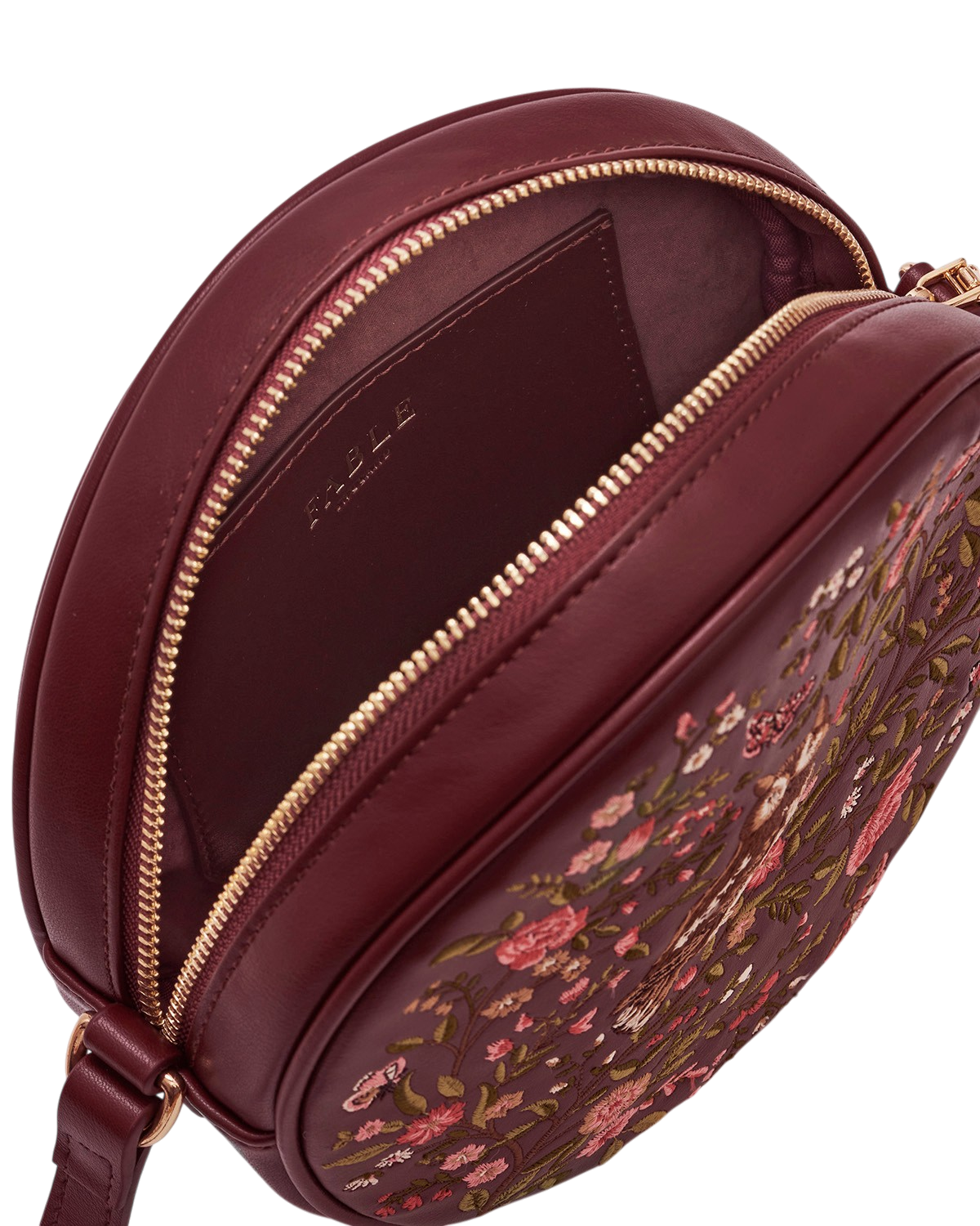 Chloe Owl Embroidered Circle Purse, Alternate, color, Burgundy