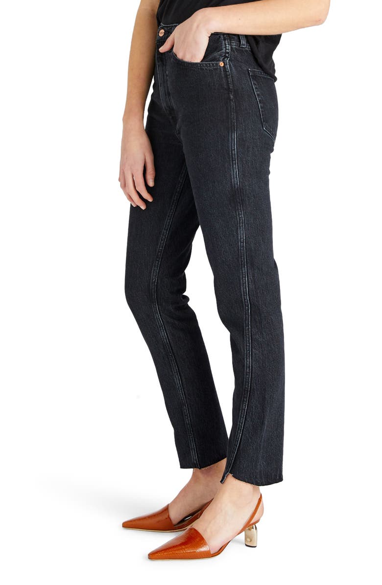 ÉTICA Finn High Waist Step Hem Straight Leg Jeans, Alternate, color,