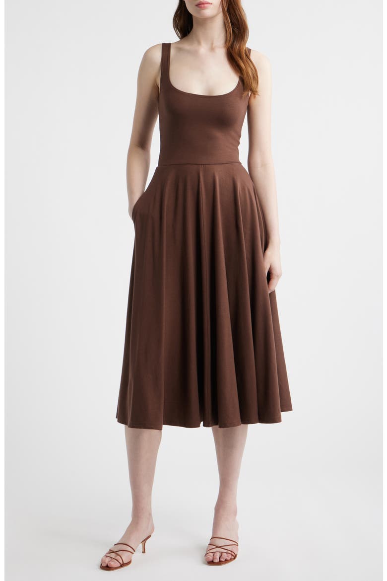 Rou Jersey Midi Dress, Main, color, CAFE