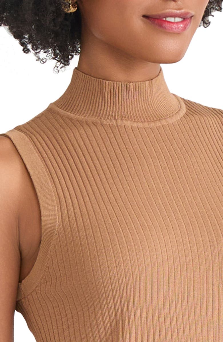 Jones New York Rib Sleeveless Turtleneck Sweater, Alternate, color, Caramel