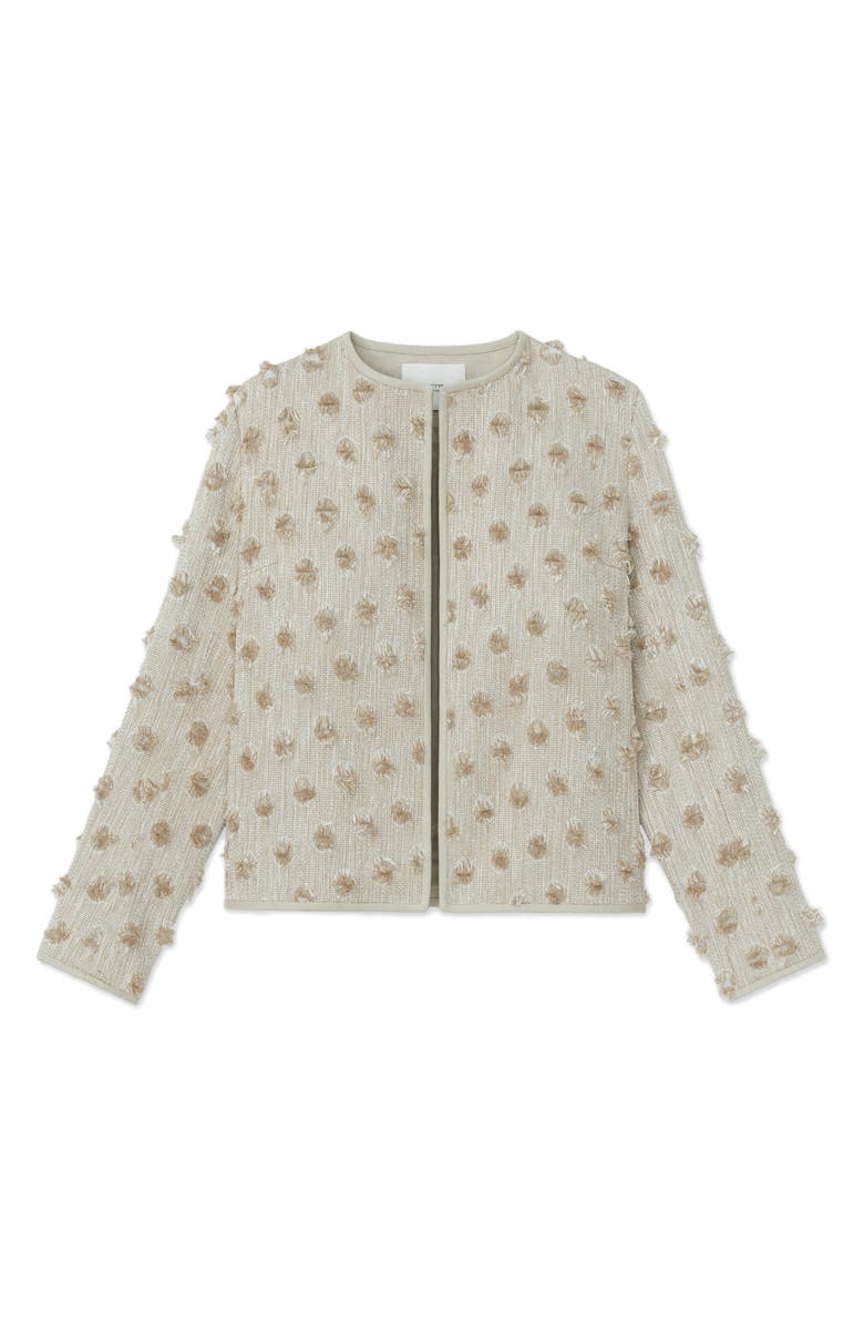Lafayette 148 New York Clip Dot Jacquard Open Front Jacket, Alternate, color, Plaster Iridescent
