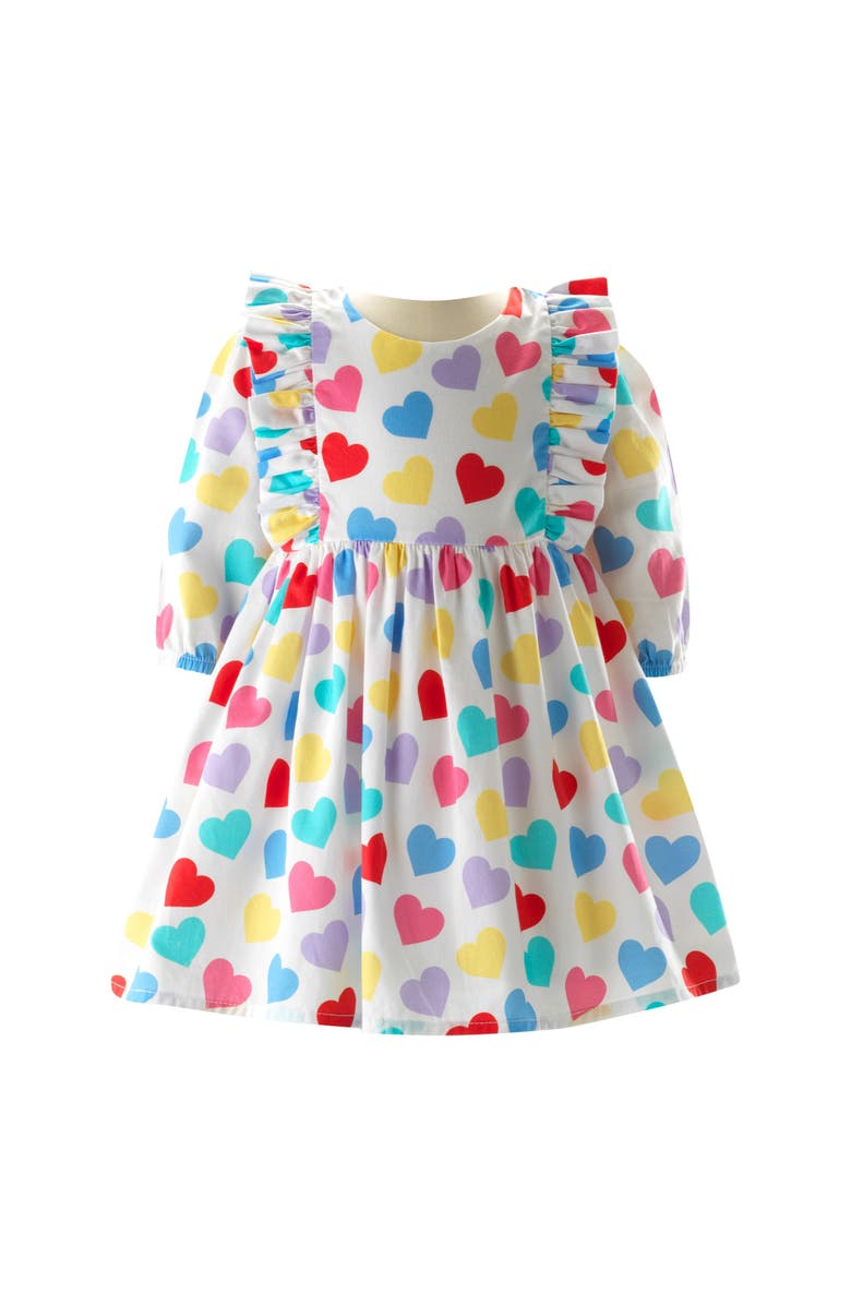 Rachel Riley Confetti Heart Frill Dress & Bloomers, Main, color, 