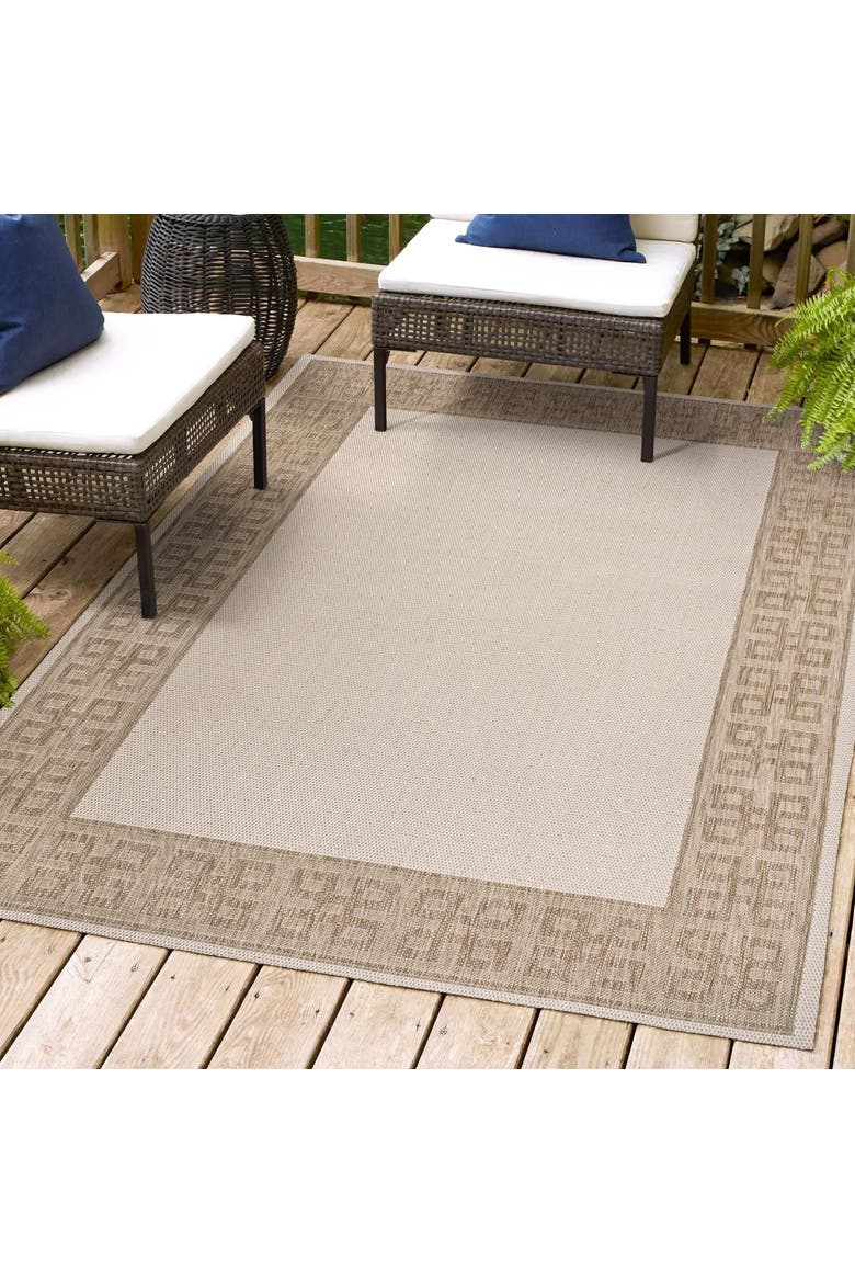 Athena Classic Geometric Border Indoor/Outdoor Area Rug, Alternate, color, Cream/Beige