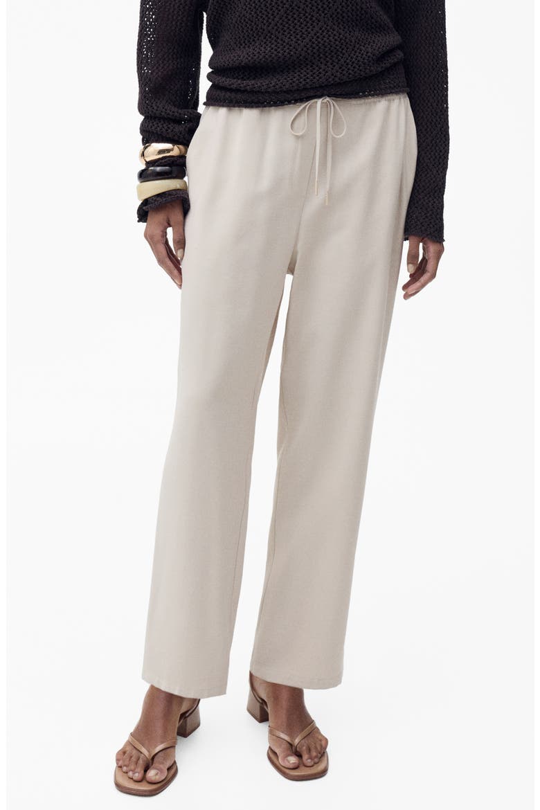 Elastic Waist Flowy Pants, Main, color, BEIGE