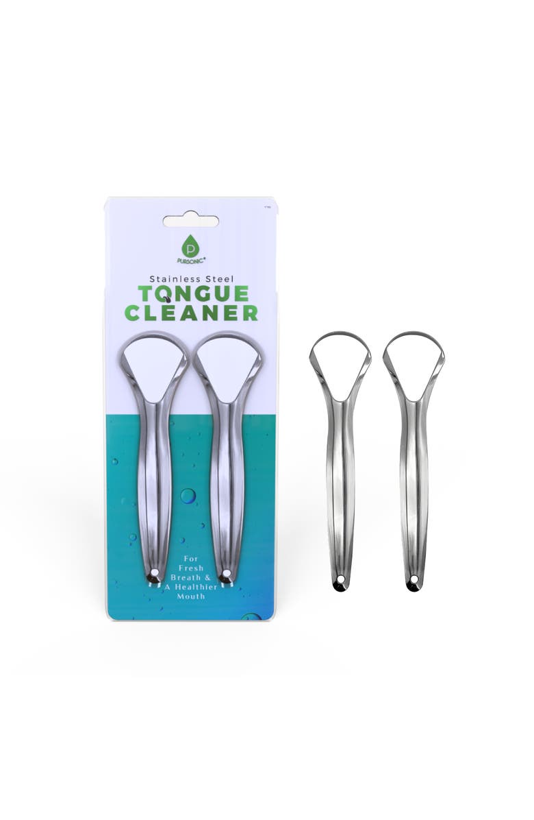 PURSONIC Stainless Steel Tongue Cleaner 2 Pack, Main, color, Silver