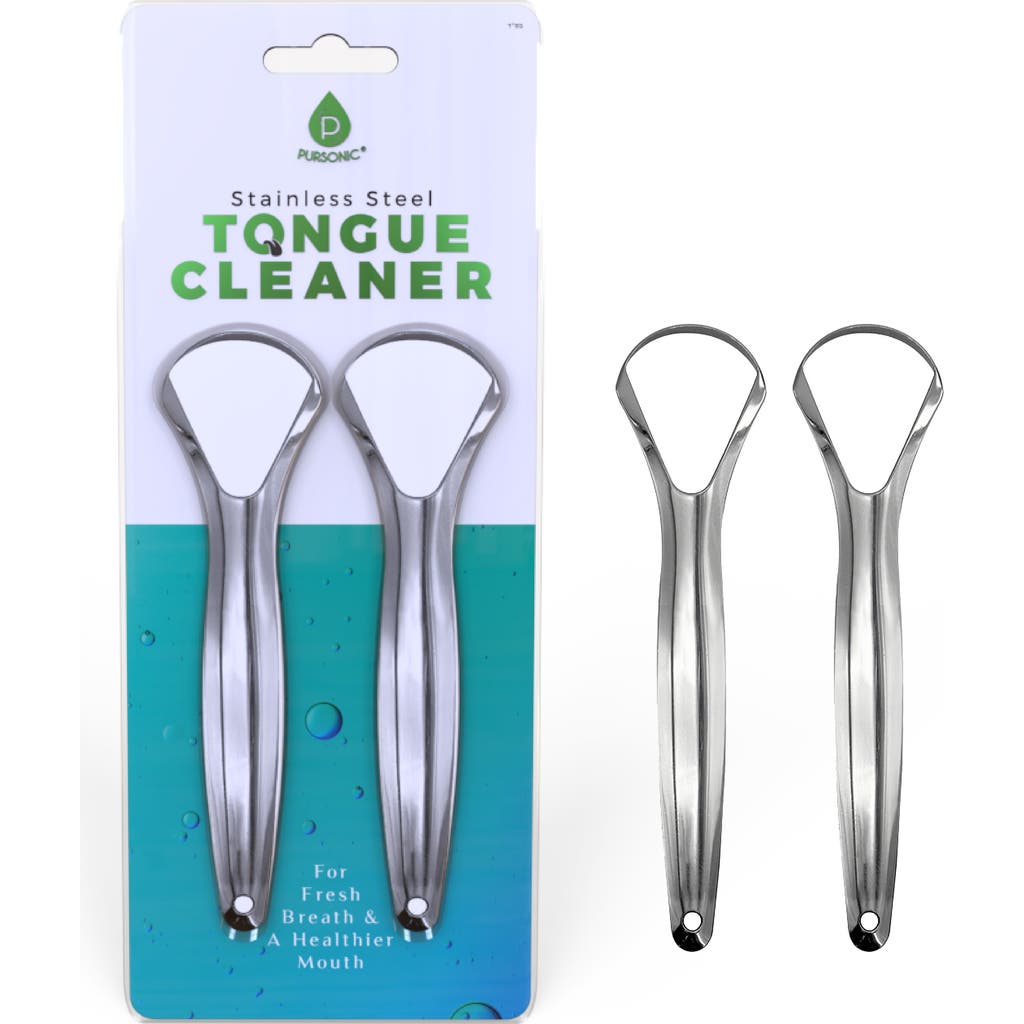 Pursonic Stainless Steel Tongue Cleaner 2 Pack In Silver
