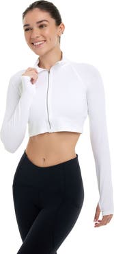 BloqUV Women's Long Sleeve Full Zip Crop Top Sun Shirt for UV Protection