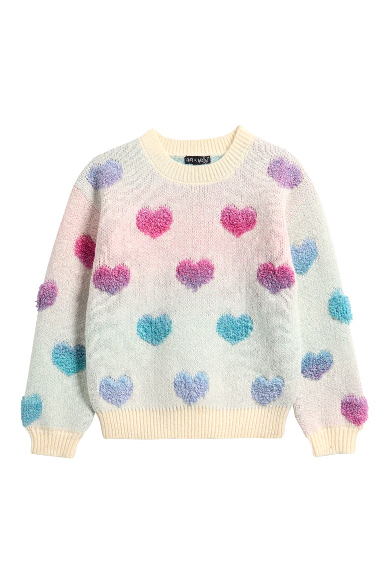 Kids' Ombré Heart Sweater, Main, color, OFF WHITE