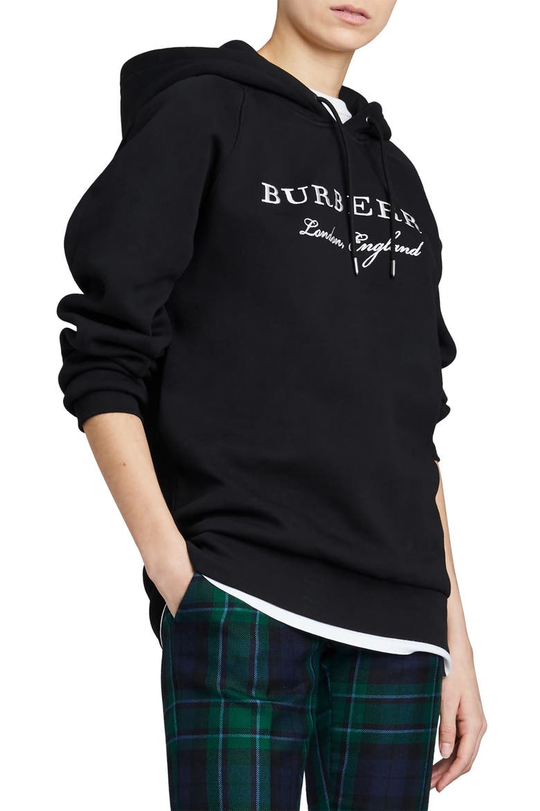 Krayford Embroidered Cotton Blend Hoodie, Alternate, color, BLACK