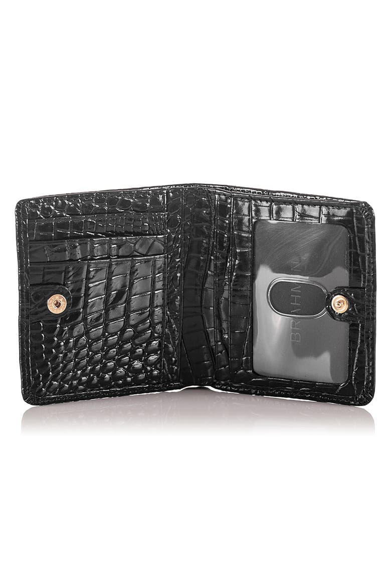 Jane Croc Embossed Leather Wallet, Alternate, color, BLACK