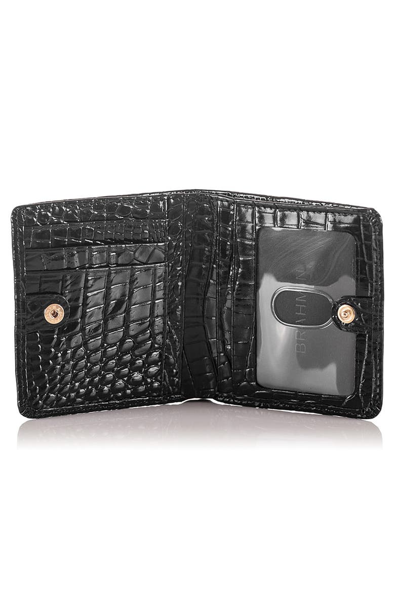 Brahmin Jane Croc Embossed Leather Wallet, Alternate, color, Black
