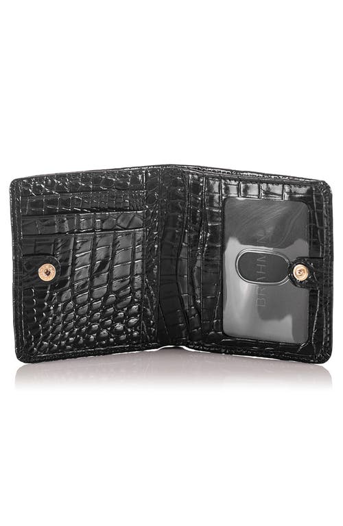 Brahmin Jane Croc Embossed Leather Wallet In Black Melbourne