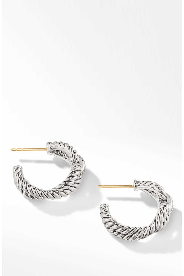 Cable Loop Hoop Earrings with Diamonds, Alternate, color, STERLING SILVER/ DIAMOND