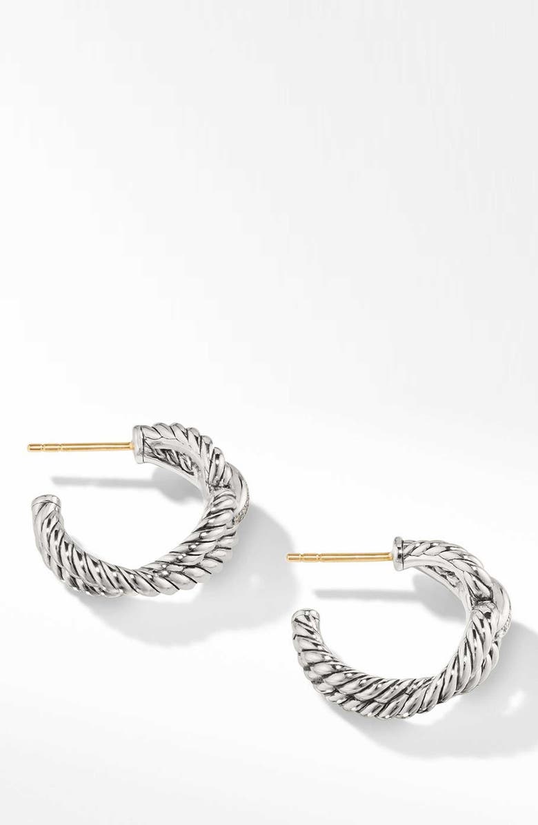 David Yurman Cable Loop Hoop Earrings with Diamonds, Alternate, color,