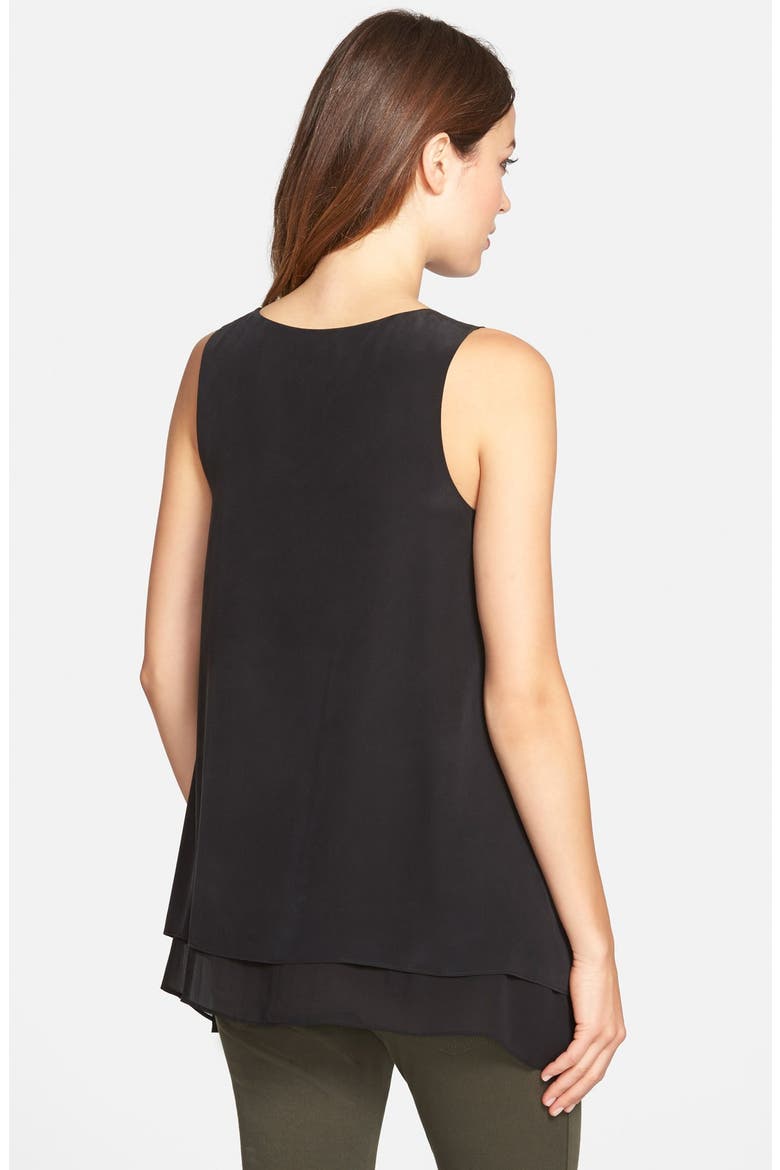Scoop Neck Silk A-Line Tank, Alternate, color, BLACK