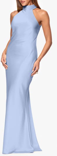 Halter Neck Satin Sheath Gown