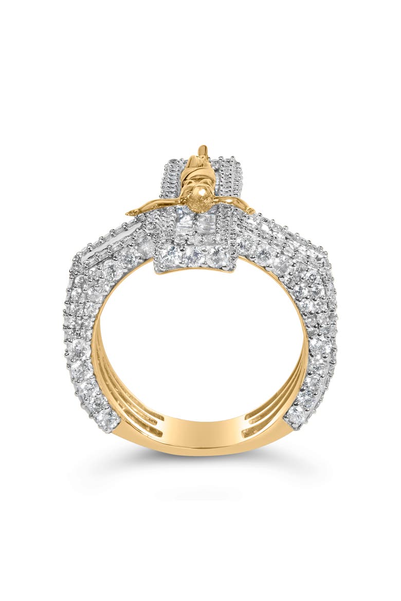 Men's 10K Yellow Gold 5-2/5 Ctw Diamond Jesus Crucifix Cross Cocktail Ring, Alternate, color, Yellow Gold