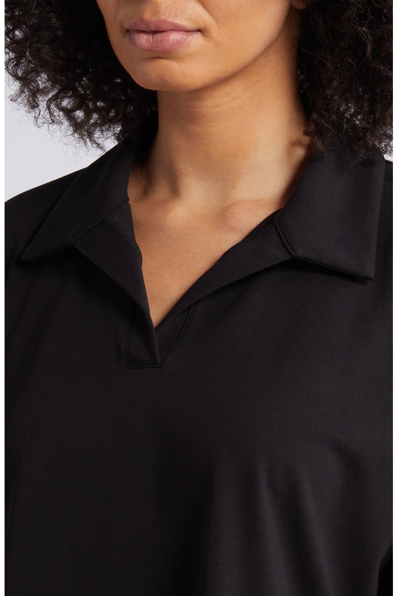 Boxy Long Sleeve Johnny Collar Top, Alternate, color, BLACK