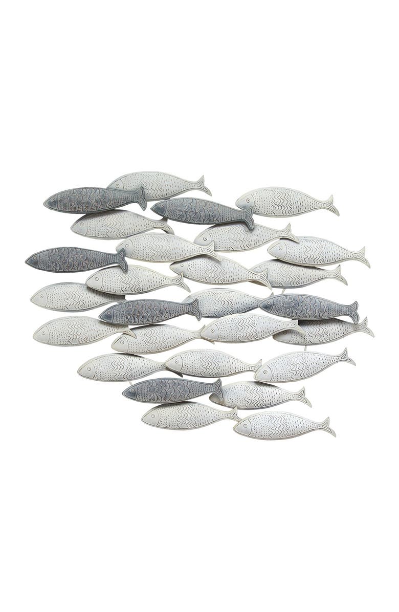 STRATTON HOME DECOR Grey School of Fish Wall Decor, Main, color,