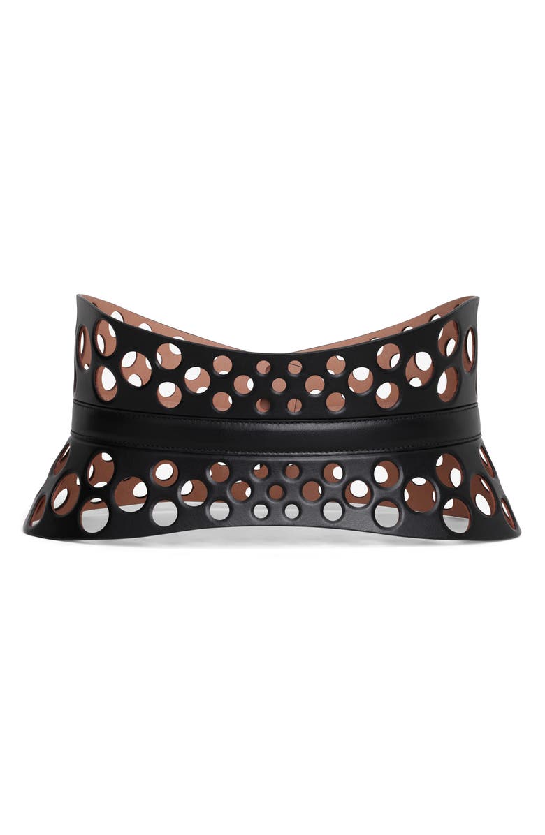 Alaïa Neo Perforated Leather Corset Belt, Alternate, color, 