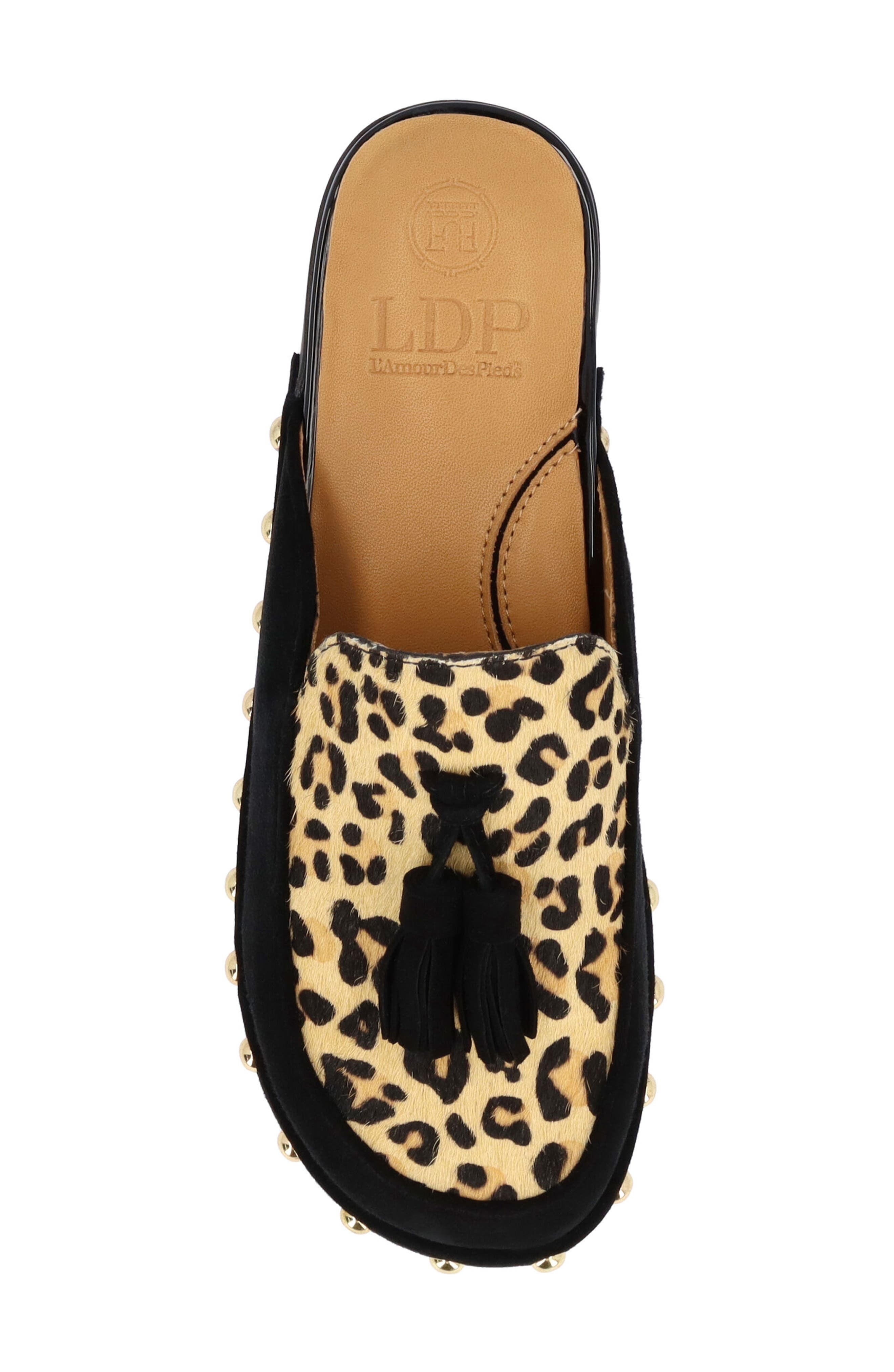 L'Amour des Pieds Gracen Tassel Clog, Alternate, color, Black/ Brown