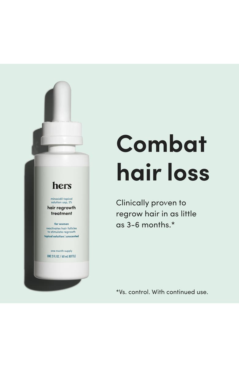 HIMS & HERS Topical Minoxidil Solution 2% Hair Regrowth Treatment, Clinically Proven, Alternate, color, White