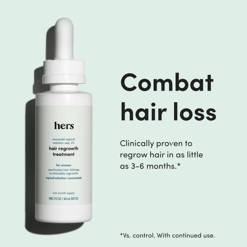 Hims & Hers Topical Minoxidil Solution 2% Hair Regrowth Treatment, Clinically Proven In White