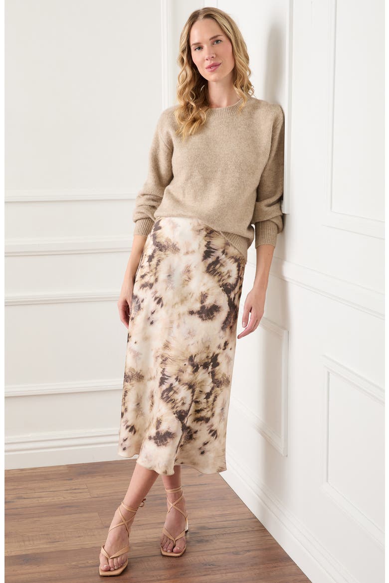Bias Cut Tie Dye Midi Skirt, Alternate, color, PRINT