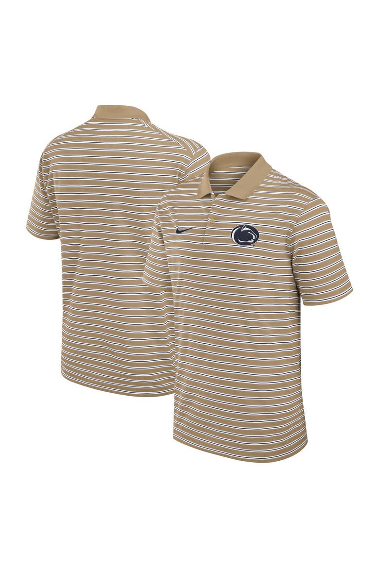 Men's Nike Tan Penn State Nittany Lions Athletic Prep Striped Performance Polo, Alternate, color, Tan