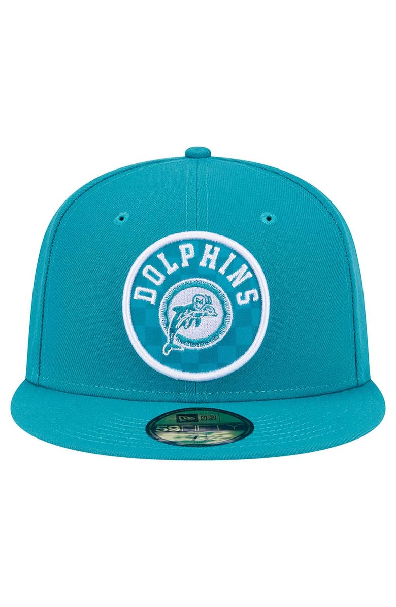 New Era Men's New Era Aqua Miami Dolphins Checkered 59FIFTY Fitted Hat, Alternate, color, Aqua