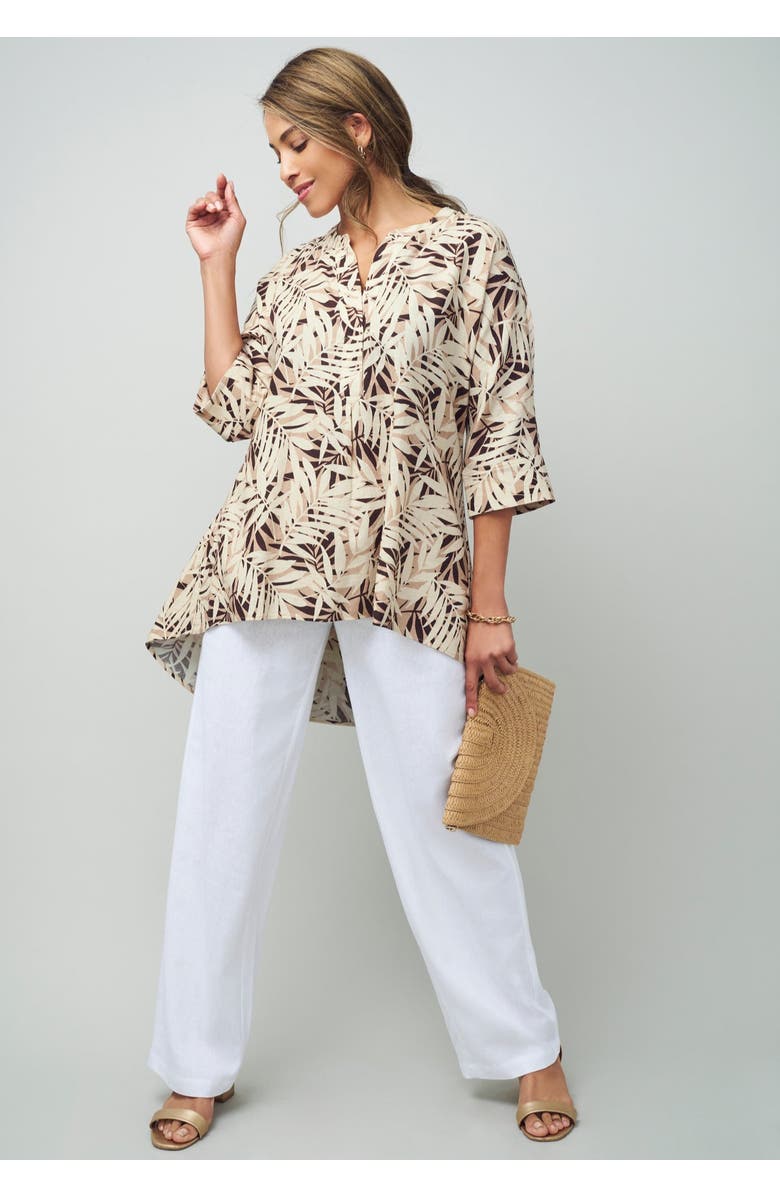 Jessica London Hi-Low Linen Tunic, Alternate, color, White