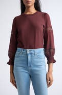 Veronica Beard Bellamie Lace Inset Cotton Top