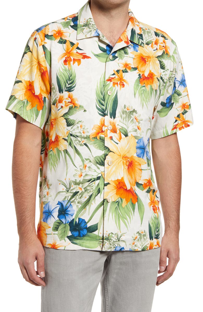 Tommy Bahama Canopy Kaleidoscope Silk Button-Up Shirt, Main, color, 