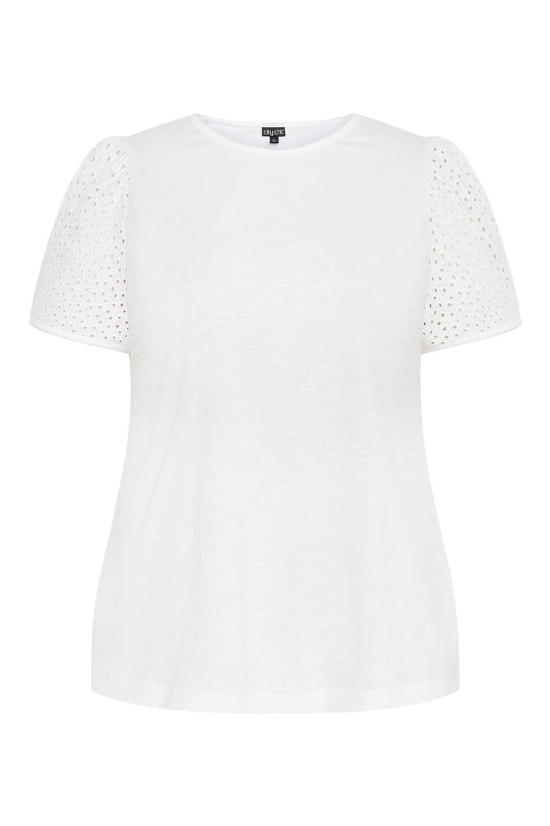 Linny Eyelet Puff Sleeve Cotton Top, Alternate, color, WHITE