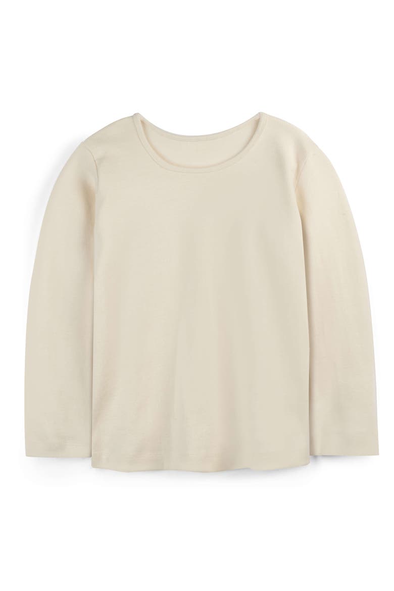 Organic Cotton Long Sleeve Ribbed Scoop Neck Tee, Main, color, Ivory