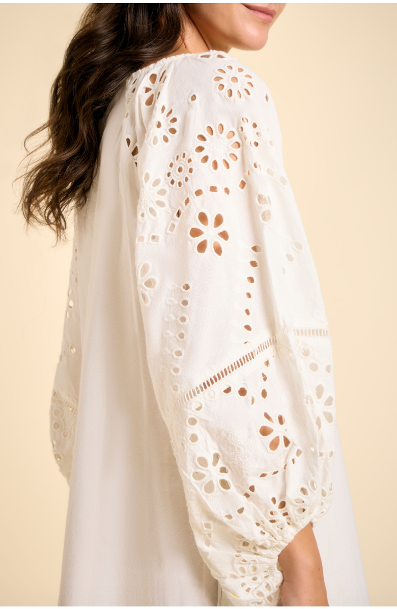 SITANO Donna Eyelet Maxi Dress, Alternate, color, White