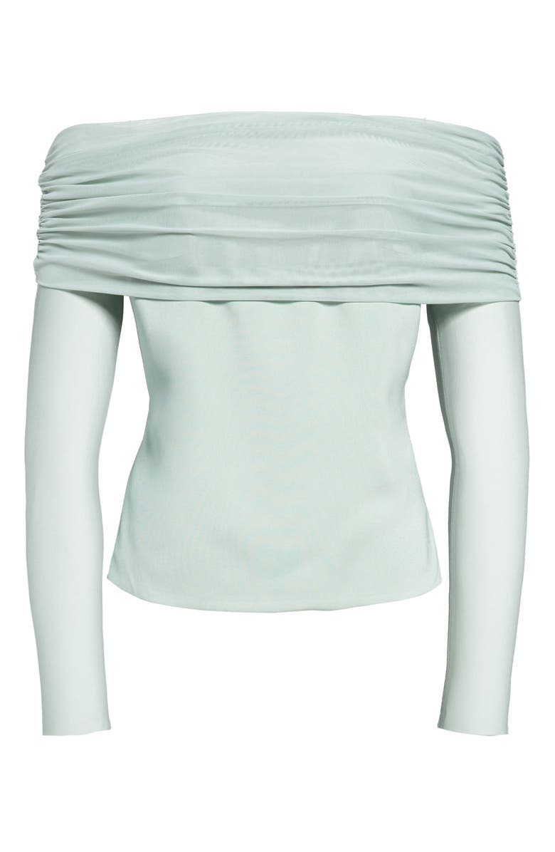 CUSHNIE Off the Shoulder Tulle & Liquid Cady Top, Main, color, 