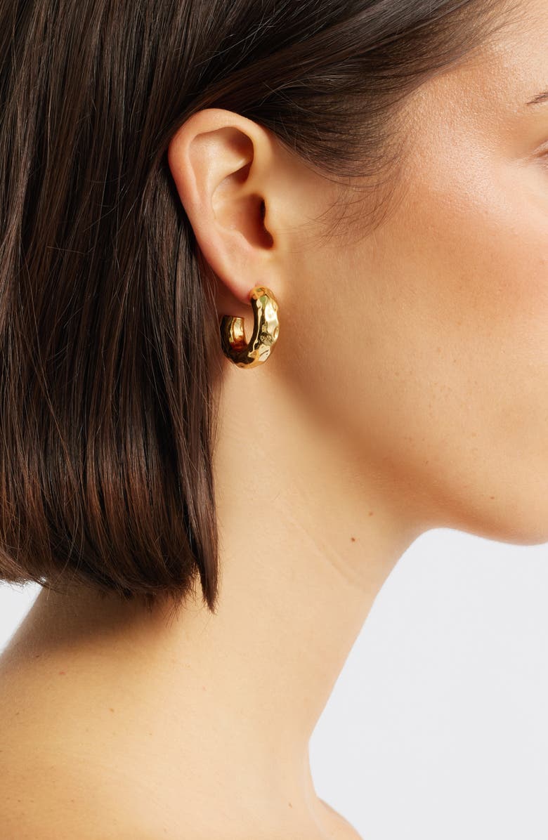 NEST Jewelry Little Chunky Hammered Hoop Earrings, Alternate, color, Gold