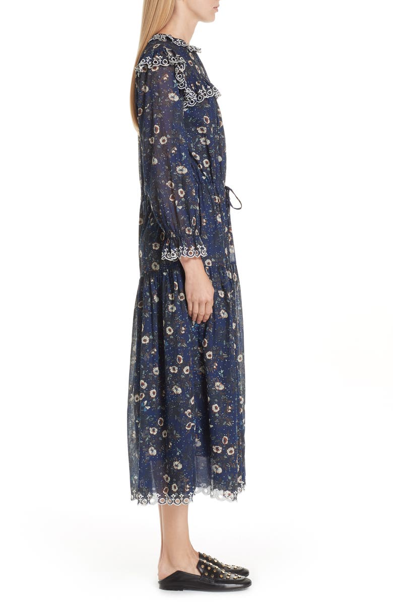 Isabel Marant Étoile Eina Floral Print Midi Dress, Alternate, color, 