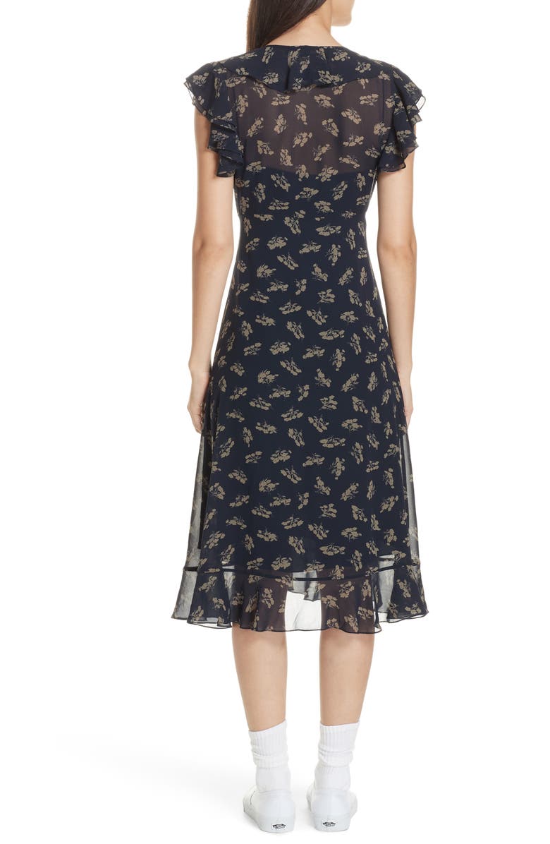 Polo Ralph Lauren Ruffled Floral Midi Dress, Alternate, color,