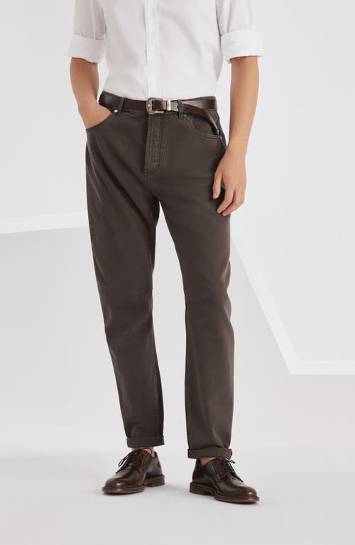 Brunello Cucinelli Garment-dyed Denim Trousers In Coffee