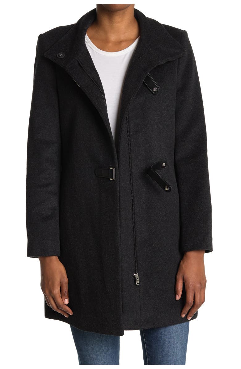 Lauren Ralph Lauren Tab Front Closure Wool Blend Coat, Alternate, color,