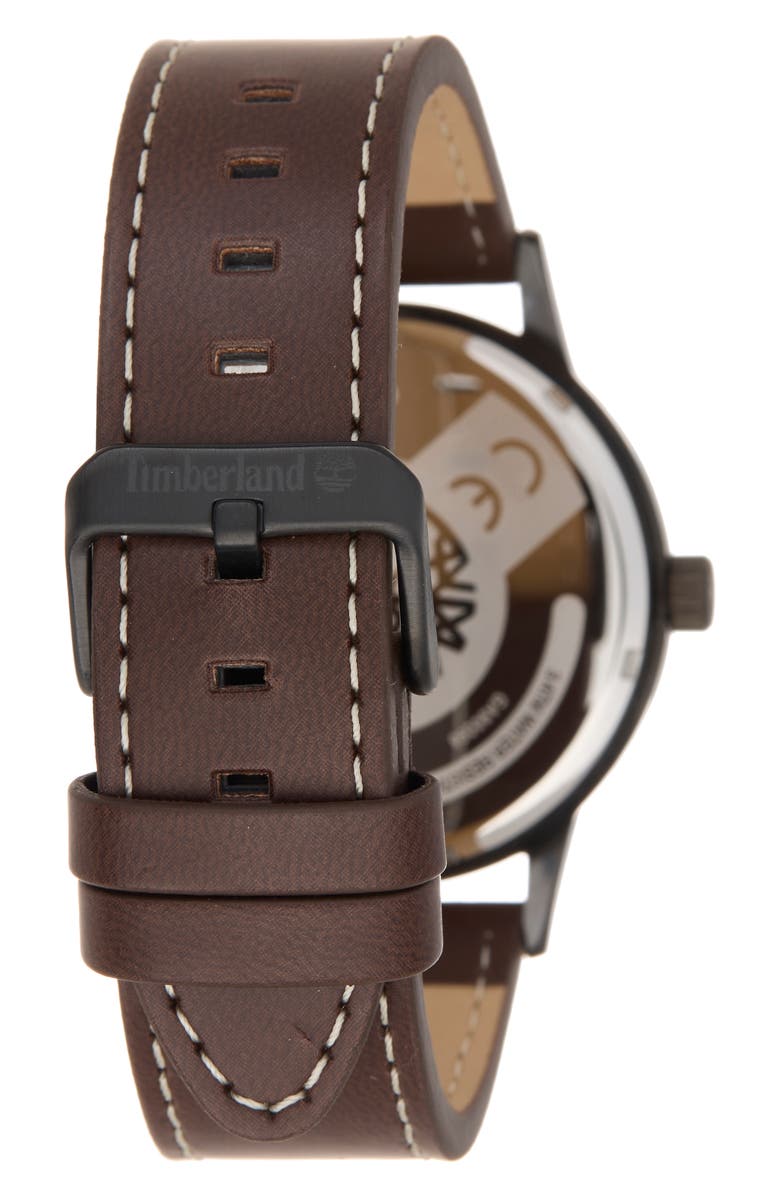 Timberland Classic Quartz Leather Strap Watch, 43mm, Alternate, color, Brown