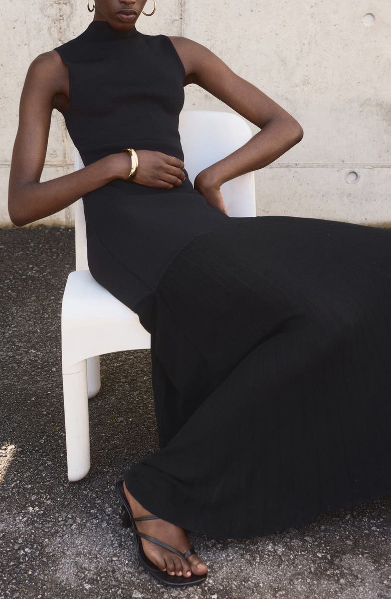 MANGO Sleeveless A-Line Dress, Alternate, color, Black